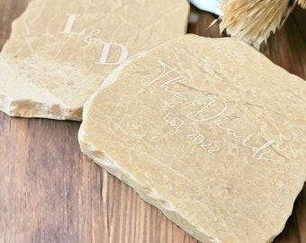 Marble live edge coasters personalized gift