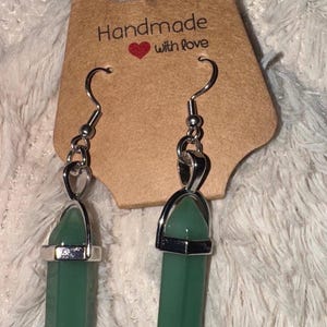 Green Jade Hexagon Crystal Earrings Boho,  Fashion Jewelry