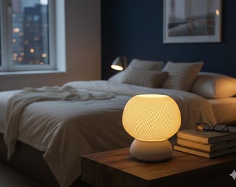3D-geprinte tafellamp, modern parametrisch bedlampje, minimalistisch decor