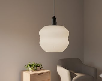 3D-geprinte geribbelde hanglamp – Scandi Minimalist Lighting