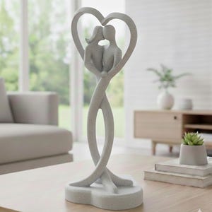 3D-utskriven parskulptur - Fuzzy Skin Heart, modern jubileumspresent