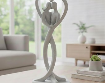 Sculptuur romantisch stel, standbeeld vage textuur, jubileumcadeau, minimalistisch liefdesdecor