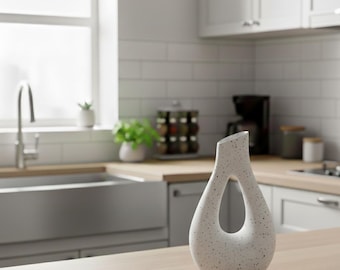 Moderne golvende 3D-geprinte vaas, Scandinavisch minimalistisch decor, sculpturale parametrische vaas