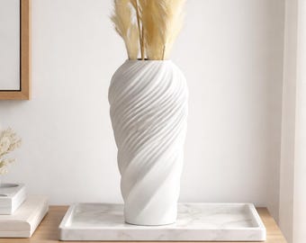 3D-geprinte spiraalvaas – graniet PLA, modern Scandinavisch decor