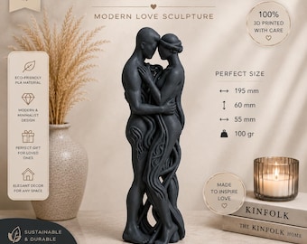 Sculptuur romantisch stel, standbeeld omarmen geliefden, jubileumcadeau, moderne woondecoratie kunst 195 mm