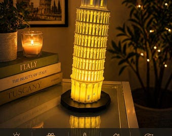 Nachtlampje scheve toren van Pisa, lamp Italië, romantische slaapkamerdecoratie, reiscadeau