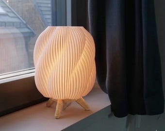 3D Printed Spiral Table Lamp, Minimalist Nordic Bedside Light, Modern Decor