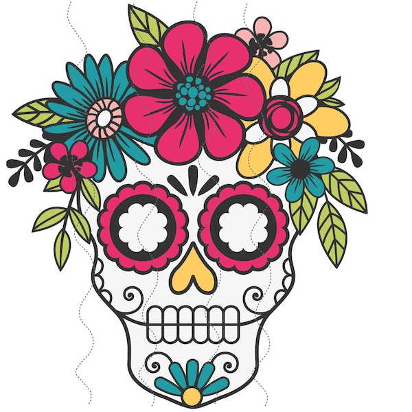Layered sugar skull Svg, Cricut, sugar skull with flowers Svg,Dxf,Eps,Png,Jpg, SVG Cut Files for Cricut and Silhouette