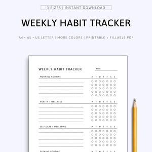 Weekly Habit Tracker Fillable & Printable Habit Tracker - Etsy