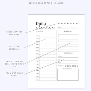 Printable Daily Planner | Daily Agenda | Hourly Planner | Day to Day ...