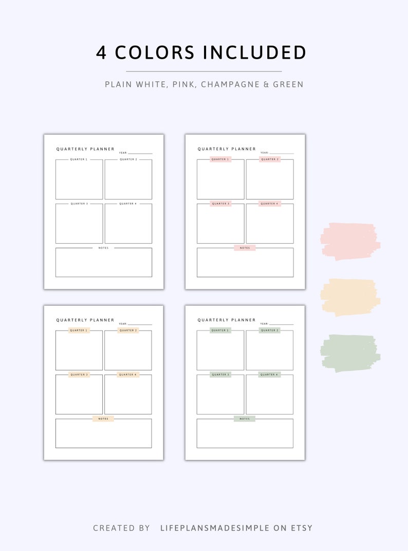 Quarterly Planner Fillable Planner Productivity Small Etsy