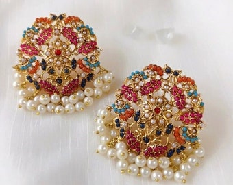 Cavigliera Oro Indiano Con Diamanti - Splendida Coppia Payal Bollywood - 9 Pollici