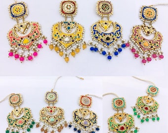 Meenakari Jhumka Earrings – Traditional Pakistani Indian Jhumkas – Wedding & Party Earrings – Ethnic Bridal Jewelry Gift