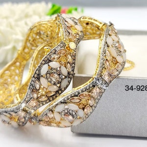 Pakistanische Vergoldete Kara Kangan / Jadau Armreifen / Indisch Pakistanisch Shaadi Schmuck Hochzeit / Sabyasachi Bollywood Tyaani Südasiatische Bengali