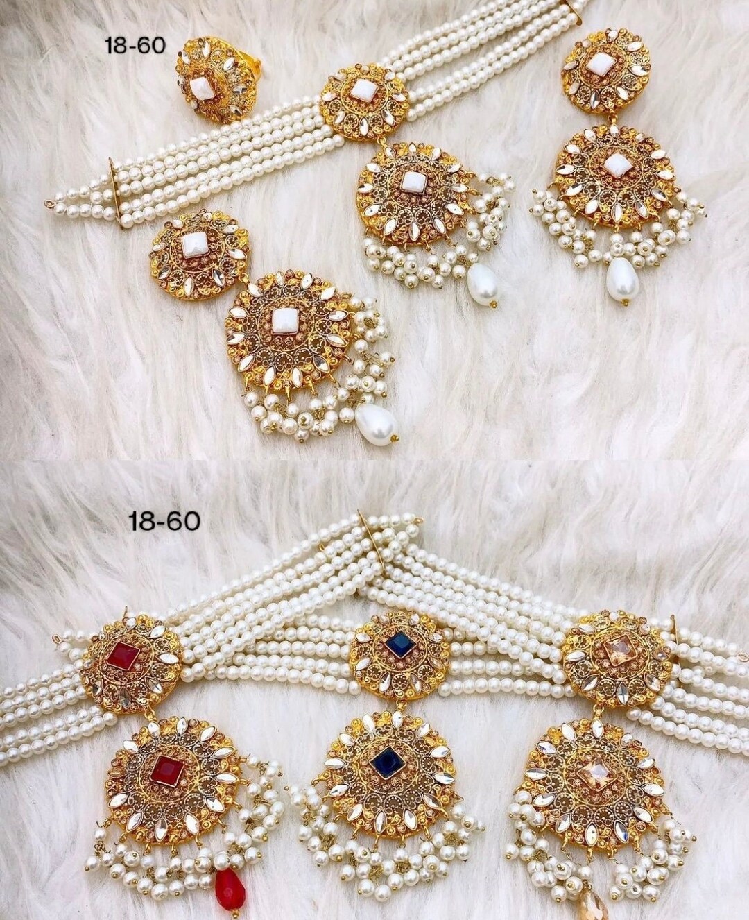 Pakistani Rings Dull Gold Pakistani Jewelry-pakistani Statement Earrings Necklace Ring ...