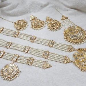 Kundan Minimalist Braut Set Maala Choker Jhoomar Tikka/ Indisch Pakistanisch Shaadi Schmuck Hochzeit/ Sabyasachi Bollywood/ Südasiatische Bengali