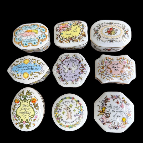 Beautiful Franklin Mint Songs of Love 1983 Music Trinket Box Kate Lloyd Jones Collectable Porcelain Jewelry Wind Up Box-Choose 1