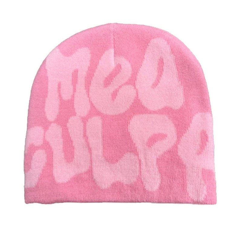 Bonnet Mea Culpa Beanie Y2K, doux et confortable Pink