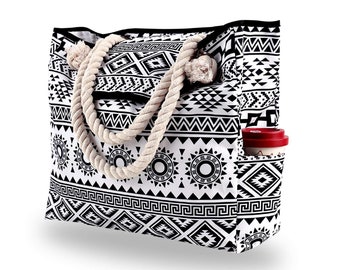 Large Capacity Crossbody Beach Bag - Handmade Canvas Tote Bag for Women