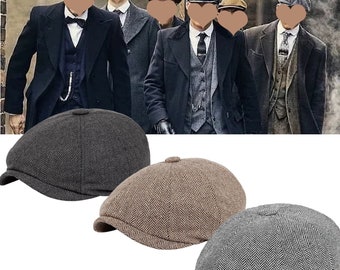 Chapeau Tommy, casquette Blinders, chapeau Thomas, Newsboy Flat, béret rayé décontracté, béret à chevrons, Irish Tweed Newsboy, Casquette, chapeau shelby