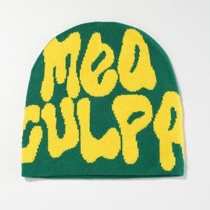 Bonnet Mea Culpa Beanie Y2K, doux et confortable Green