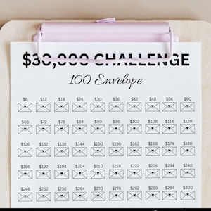 30K 100 Envelope Challenge Printable, 30,000 Saving Tracker, 30K Challenge, Savings Goal, Money Challenge, Instant Download
