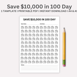 10,000 Savings challenge,  10K Challenge, Savings Goal Printable, 10,000 Saving Tracker, Money Challenge, A4/A5, Instant Download