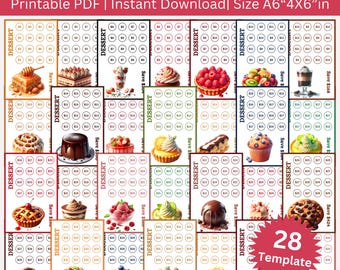 Dessert Savings Challenge Printable Bundle, Desserts Sweets Food Saving Envelopes Challenges, Money Tacker, Sweet Treats Cash Budget Binder