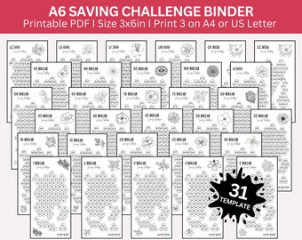 Savings Challenge Printable, Saving Challenge Bundle, A6 Mini Money Saving Tracker Printable, Cash Stuffing Envelopes Challenges