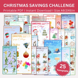 Weihnachtsspar-Challenge Printable Bundle, Weihnachtsspar-Challenges, Geldspar-Tracker, Weihnachtsplaner, Urlaubsbudgetmappe