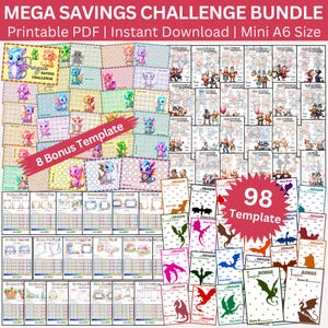 Ultimate Mega Savings Challenge Printable Bundle, Digital Money Saving Tracker Budget Binder,  Envelope Challenges, 100 Budgeting Templates