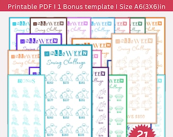 Halloween Savings Challenge Printable Bundle, A6 Mini Saving Challenges, Halloween Money Saving Tracker, Halloween Budget Envelope Challenge