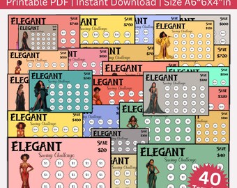 Elegant Black Beauty Saving Challenge Printable Bundle, Cute Black Girl Saving Envelope Challenges, Money Tracker, Cash Budget Binder