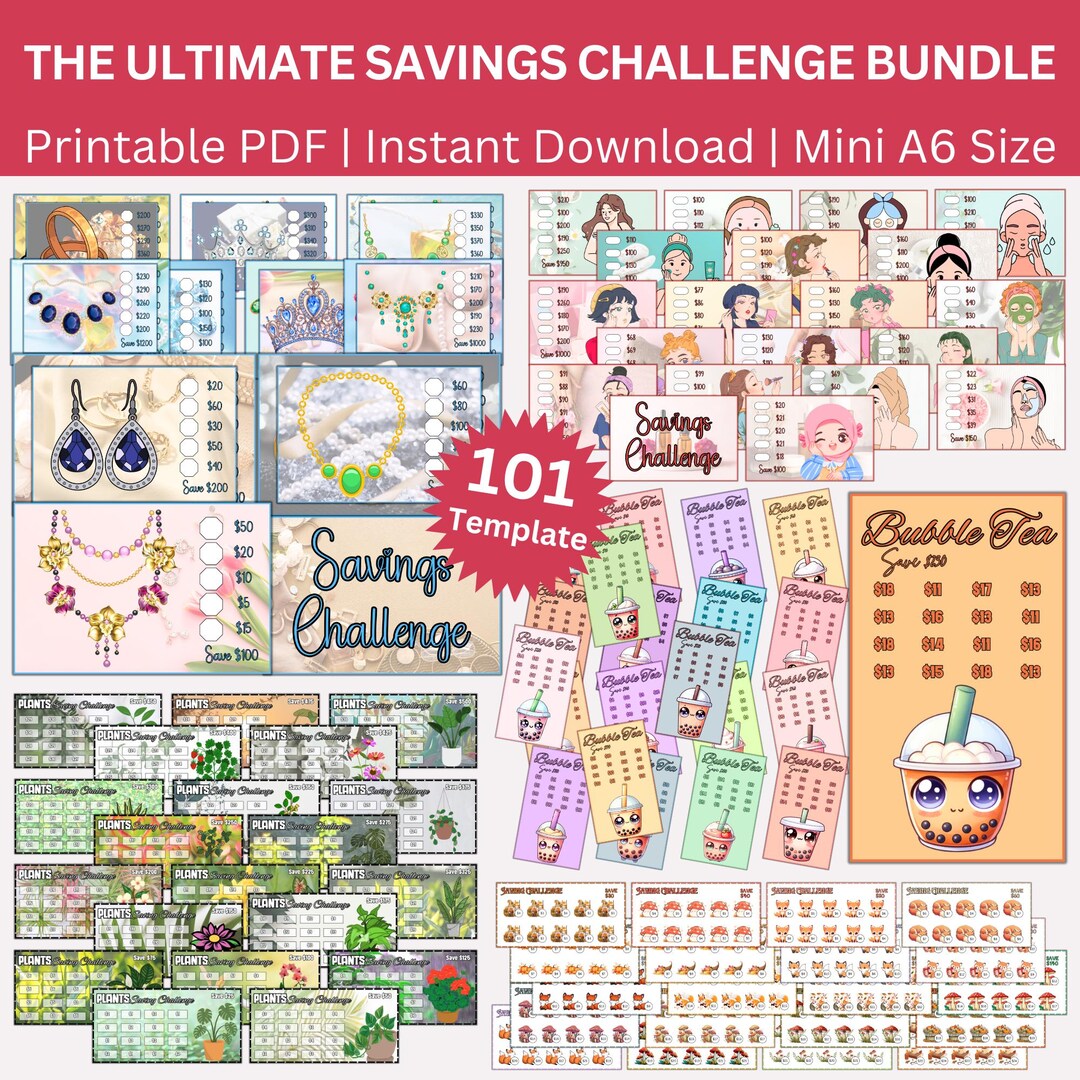 A6 Ultimate Mega Savings Challenge Printable Bundle, Money Saving ...