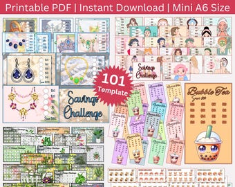 A6 Ultimate Mega Savings Challenge Printable Bundle, Money Saving Tracker Budget Binder, Envelope Challenges Set Of 101 Budgeting Templates