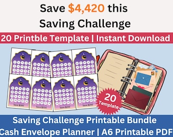 Hajj Savings Challenge Printable, Save 4420 Islamic Money Saving Tracker, A6 Cash Envelope Budget Planner PDF, Hajj Fund Planner Bundle