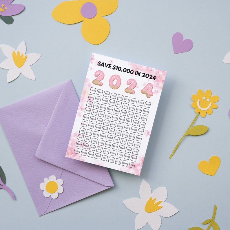 2024 Saving Challenge Printable, Save 10000 in 2024, 2024 Money Saving