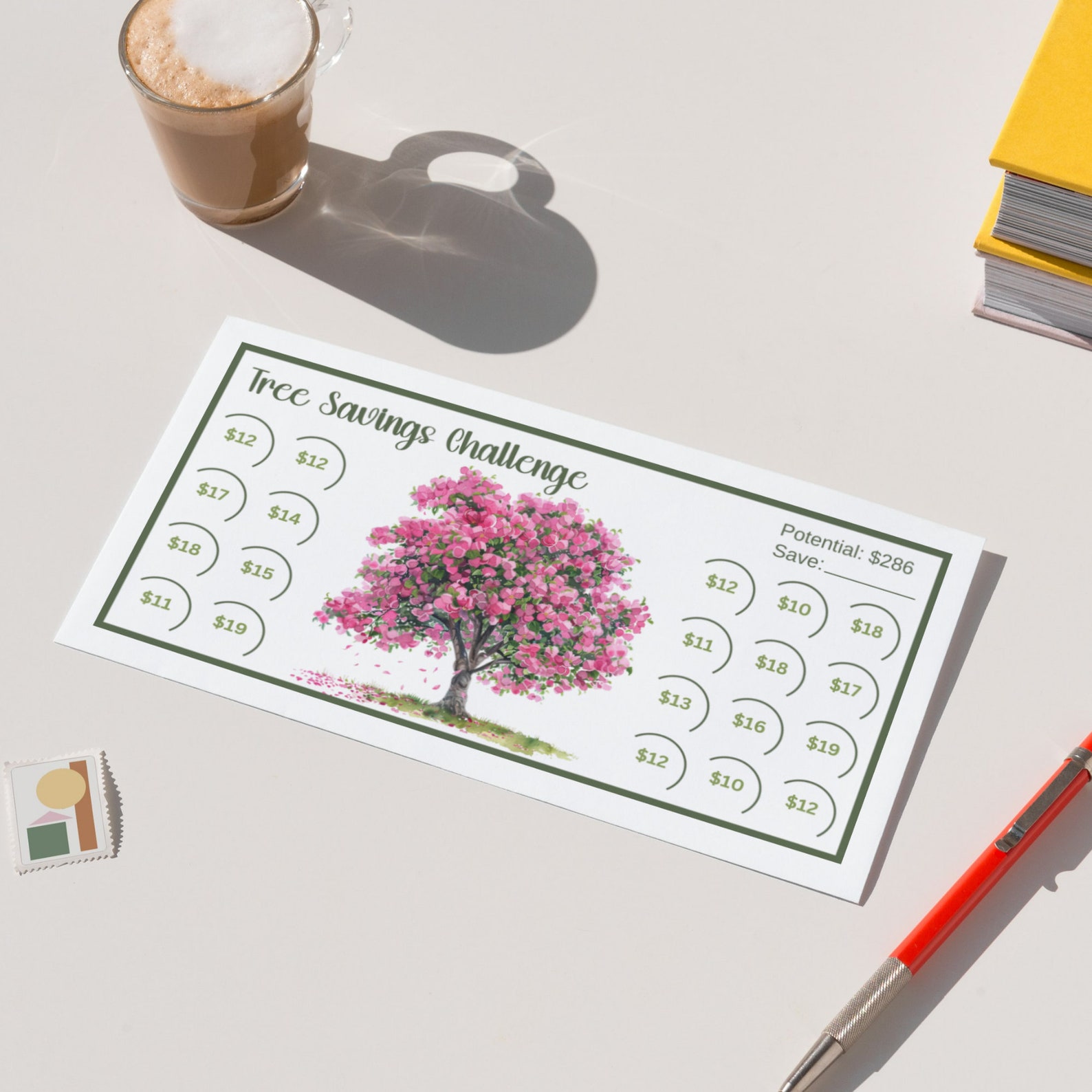 Savings Tree Examples Tree Savings Challenge Printable Bundle, Mini A6 Tree Saving Challenge ...