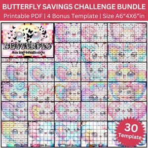 Cute Butterfly Savings Challenge Printable Bundle, Mini A6 Baby Butterfly Low Income Saving Envelope Challenges, Money Tracker Budget Binder