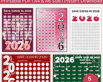 2026 Savings Challenge Printable, Save 2026 in 2026, Money Challenge Tracker, Budget Planner PDF, A4 & A6 Size Instant Download
