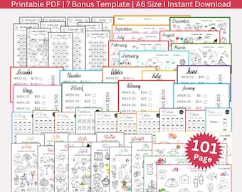 Mega Savings Challenge Printable Bundle, A6 Mini Saving Challenge, Money Savings Tracker, Envelopes Challenges, Budget Binder Set Of 116