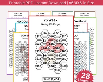 Money Savings Challenge Printable, Saving Challenge Bundle, A6 Cash Envelopes Challenges, Money Savings Tacker, Budget Binder