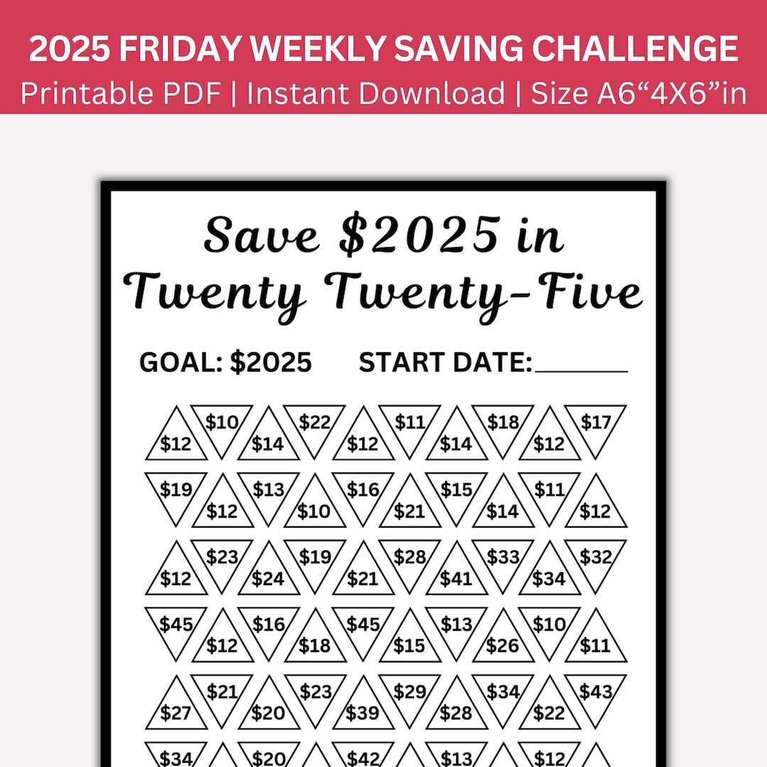 2025 Savings Challenge Printable, Save 2025 in 2025, 2025 Saving Tracker Printable PDF, 2025