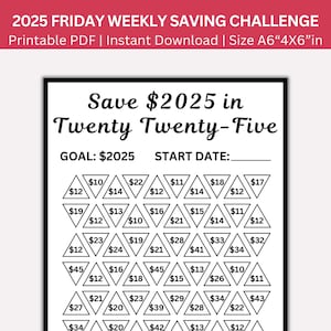 2025 Savings Challenge Printable, Save 2025 in 2025, 2025 Saving Tracker Printable PDF, 2025 Saving  Challenges Tracker