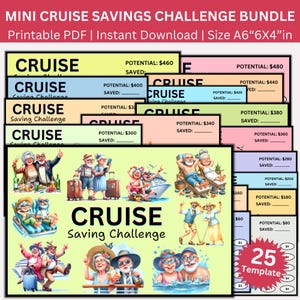 Old Couple Trip Cruise Ship Vacation Savings Challenge Printable, Cruise Travel Saving Envelope Challenges, Retirement Savings Plan Binder