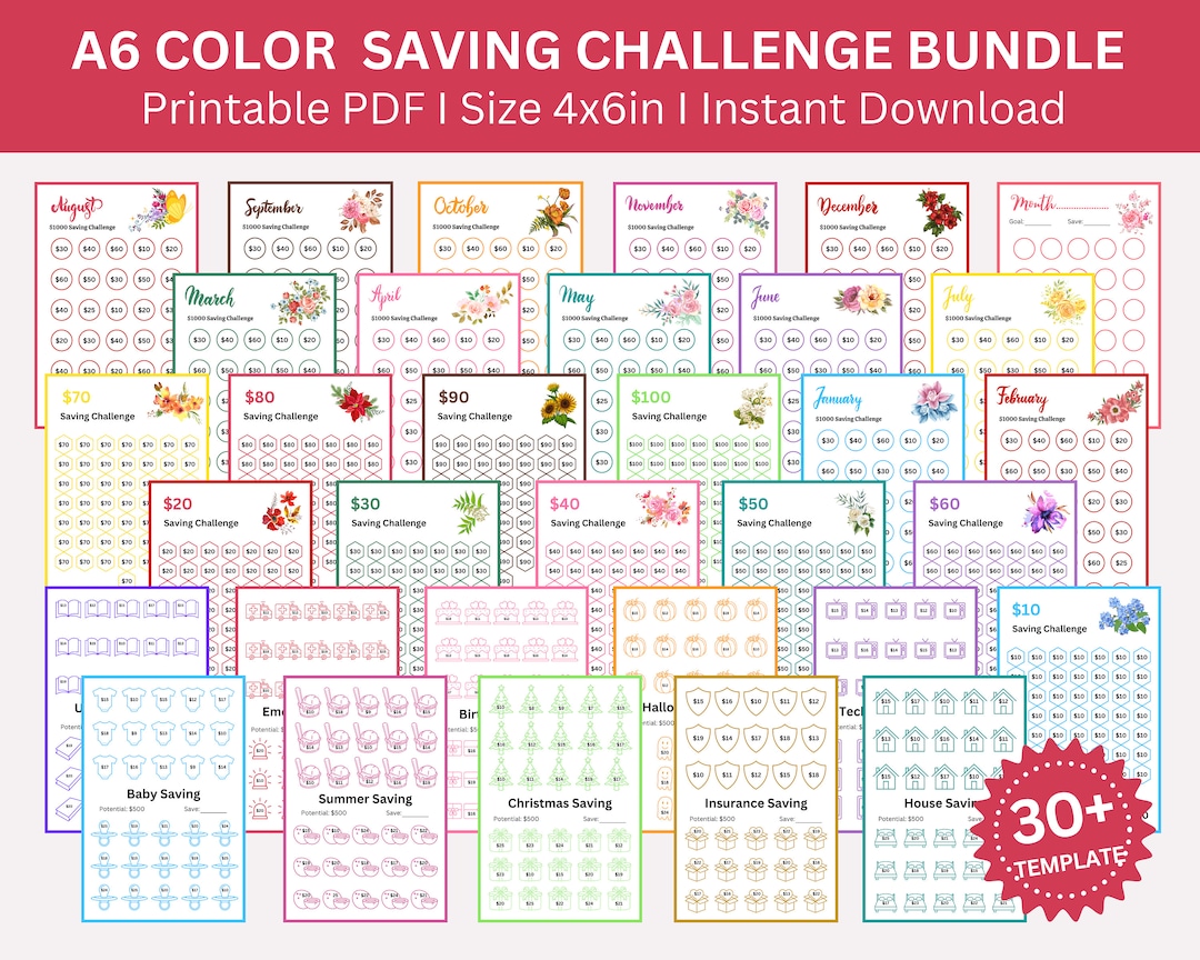 Savings Challenge Printable Binder, Money Savings Challenge, Mini ...