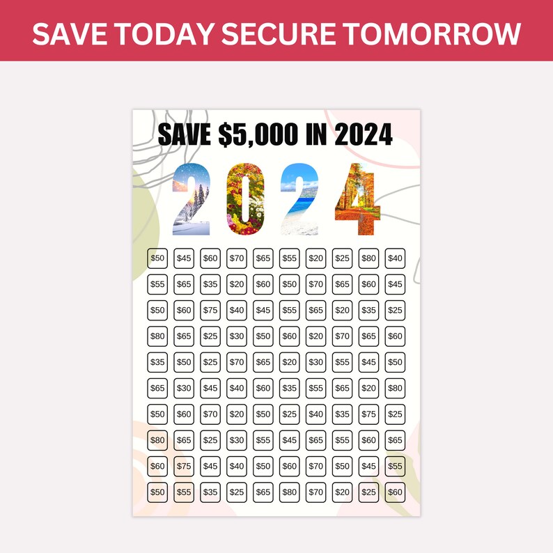 2024 Saving Challenge Printable, 2024 Money Saving Tracker , Mini Fits