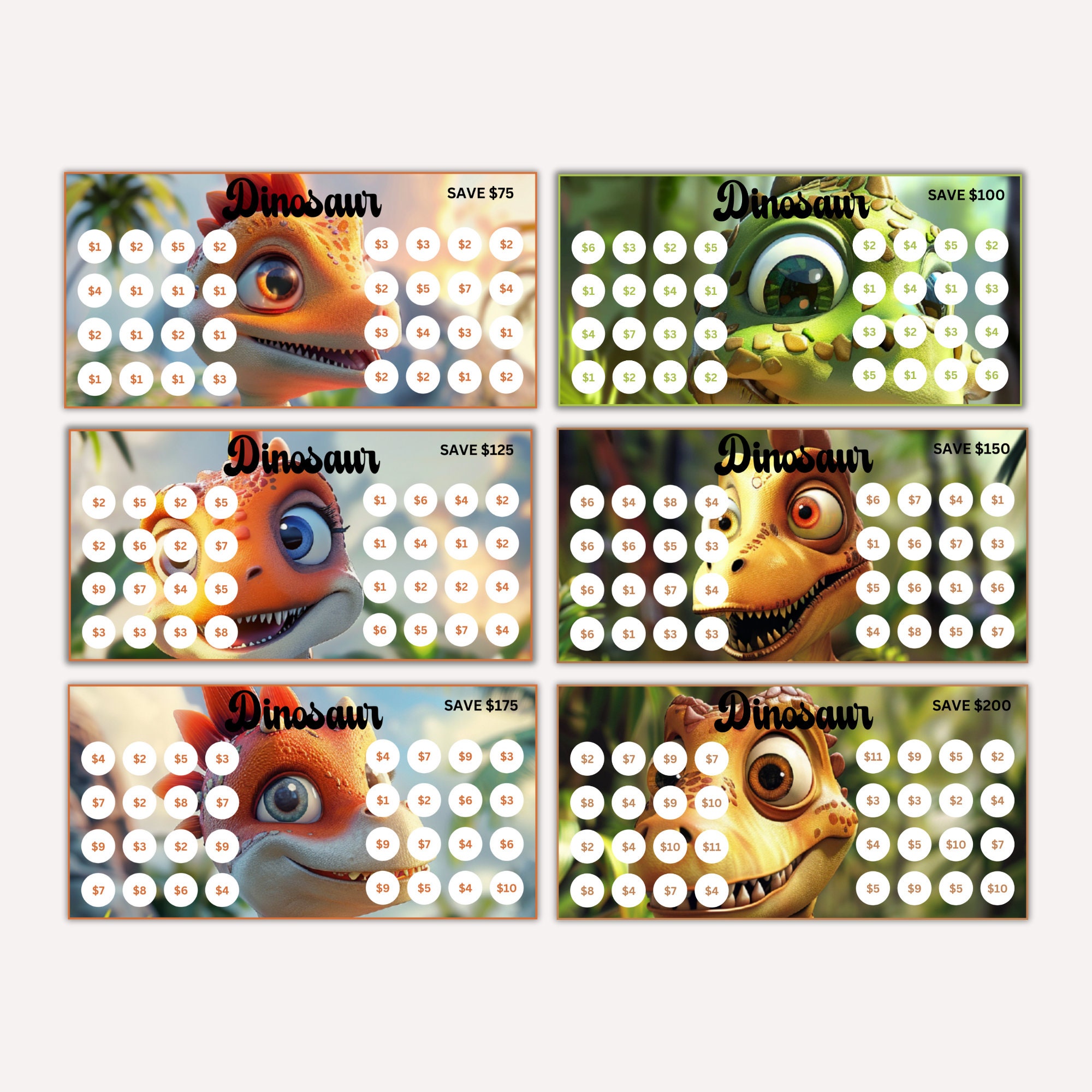 Dinosaur Savings Challenge Printable, Mini A6 Baby Dino Saving ...