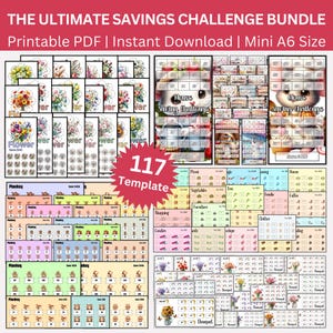 The Ultimate Financial Glow Up Savings Challenge, Low Income Printable Budget Binder, Mega Saving Challenges, 117 Budgeting Templates