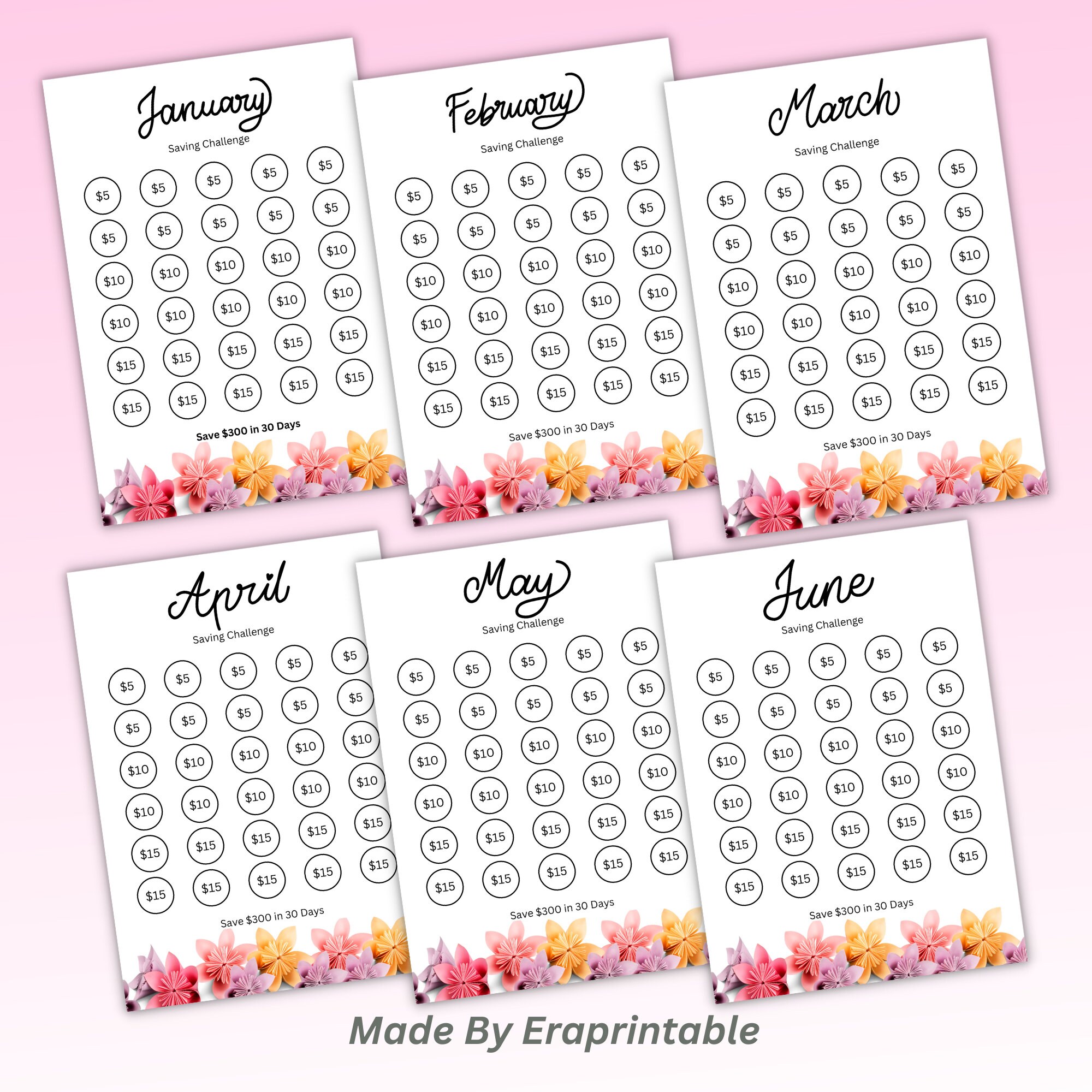 Monthly Savings Challenge Printable Bundle Money Saving - Etsy